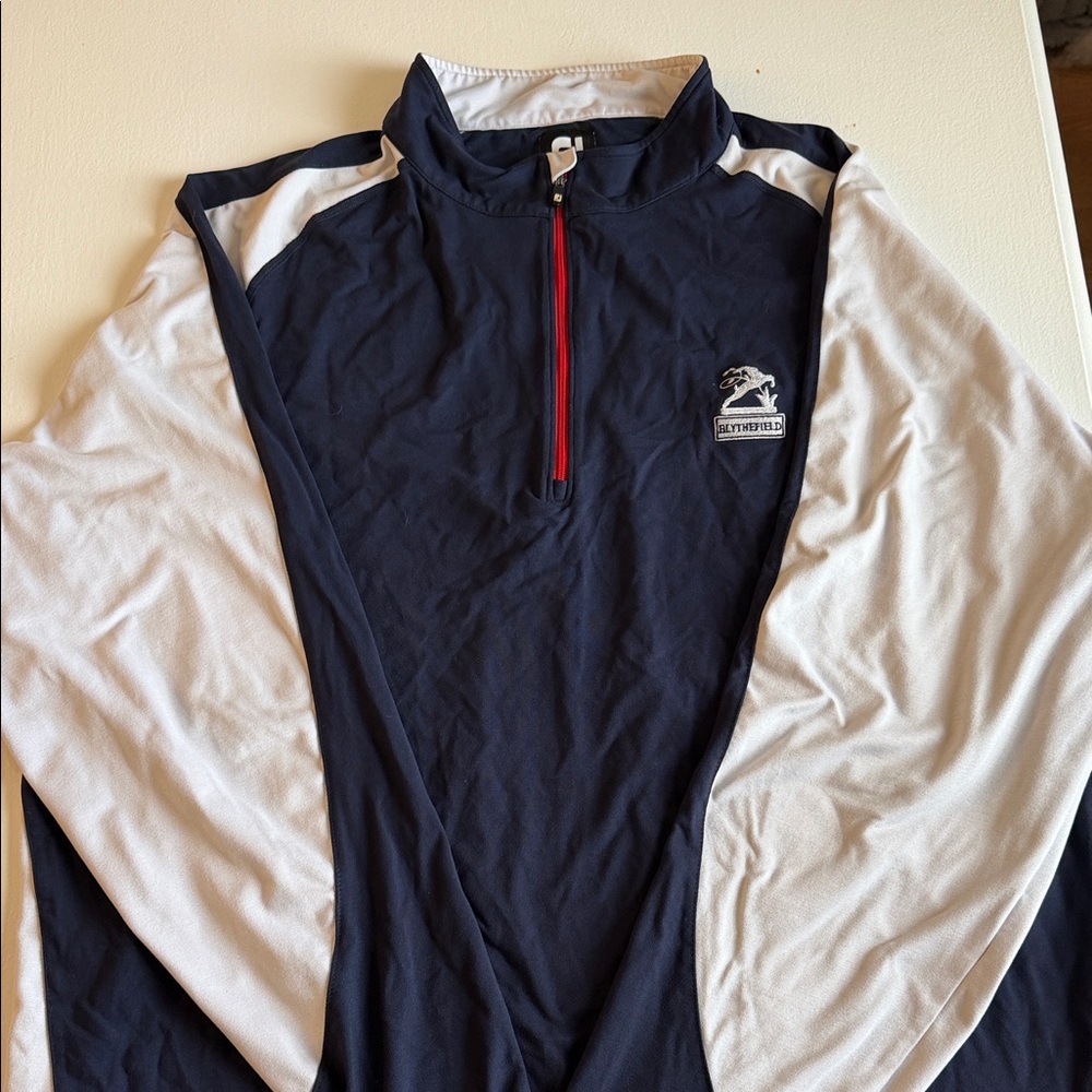 FootJoy Navy and White Quarter-Zip Pullover